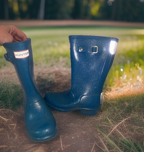 Blue glitter hunter wellies - hunter,